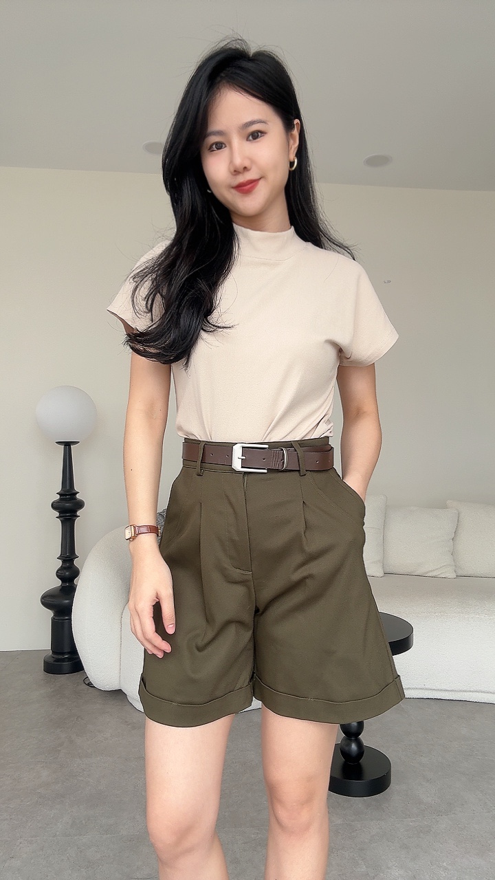 SmartCasual复古皮腰带4分裤