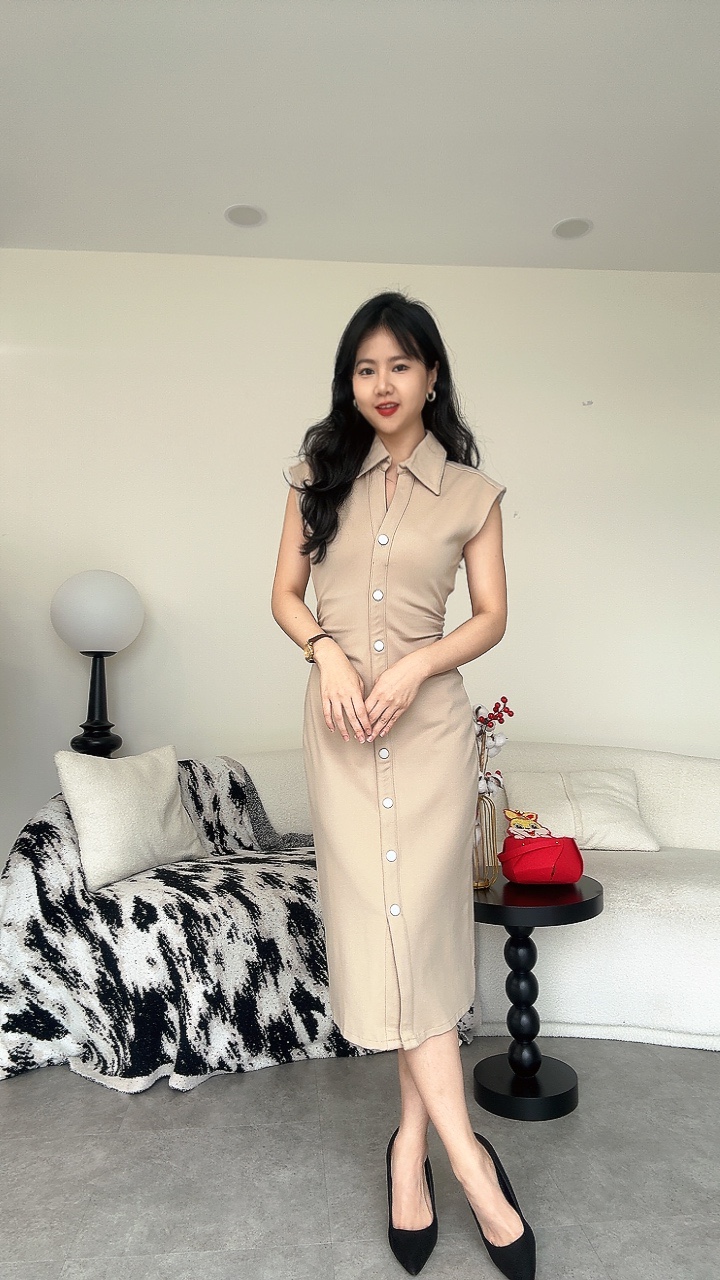 C袖收腰连身裙（罗马｜长版）