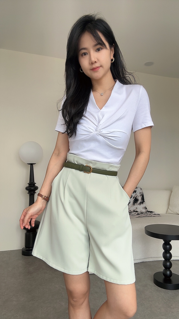 滑面收腰线4分裤