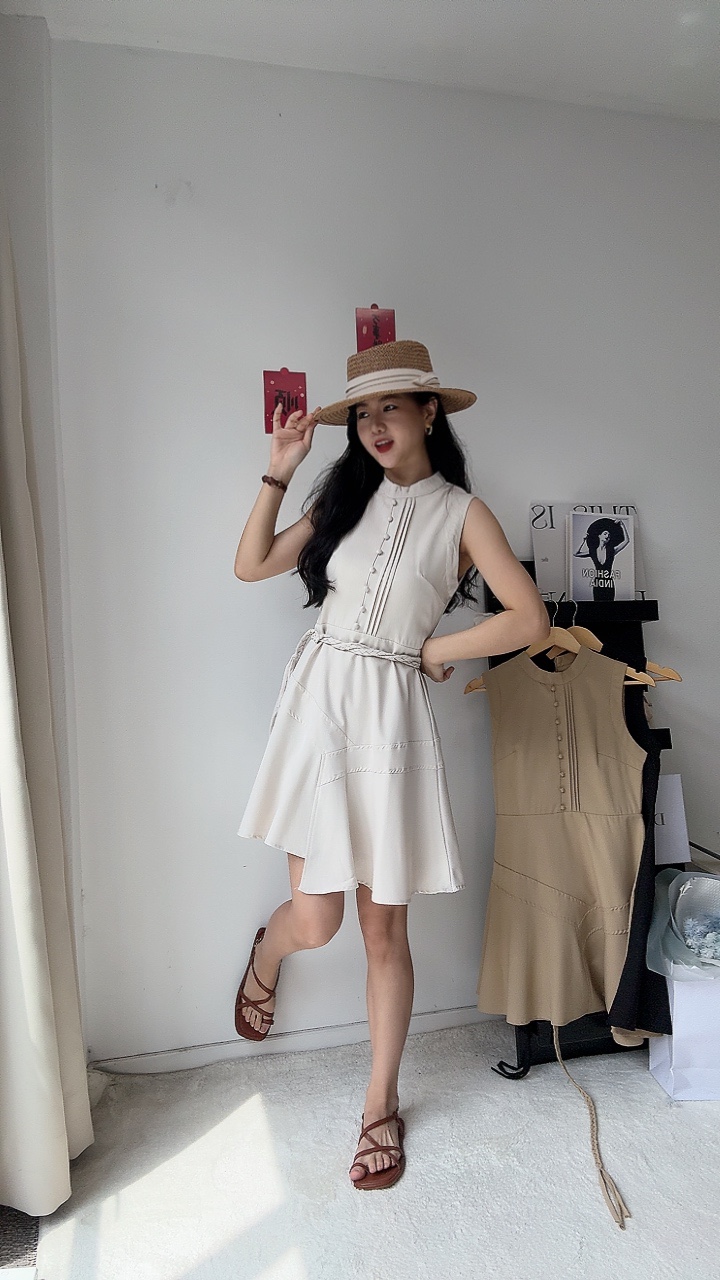 波西米亚风编织带连身裙