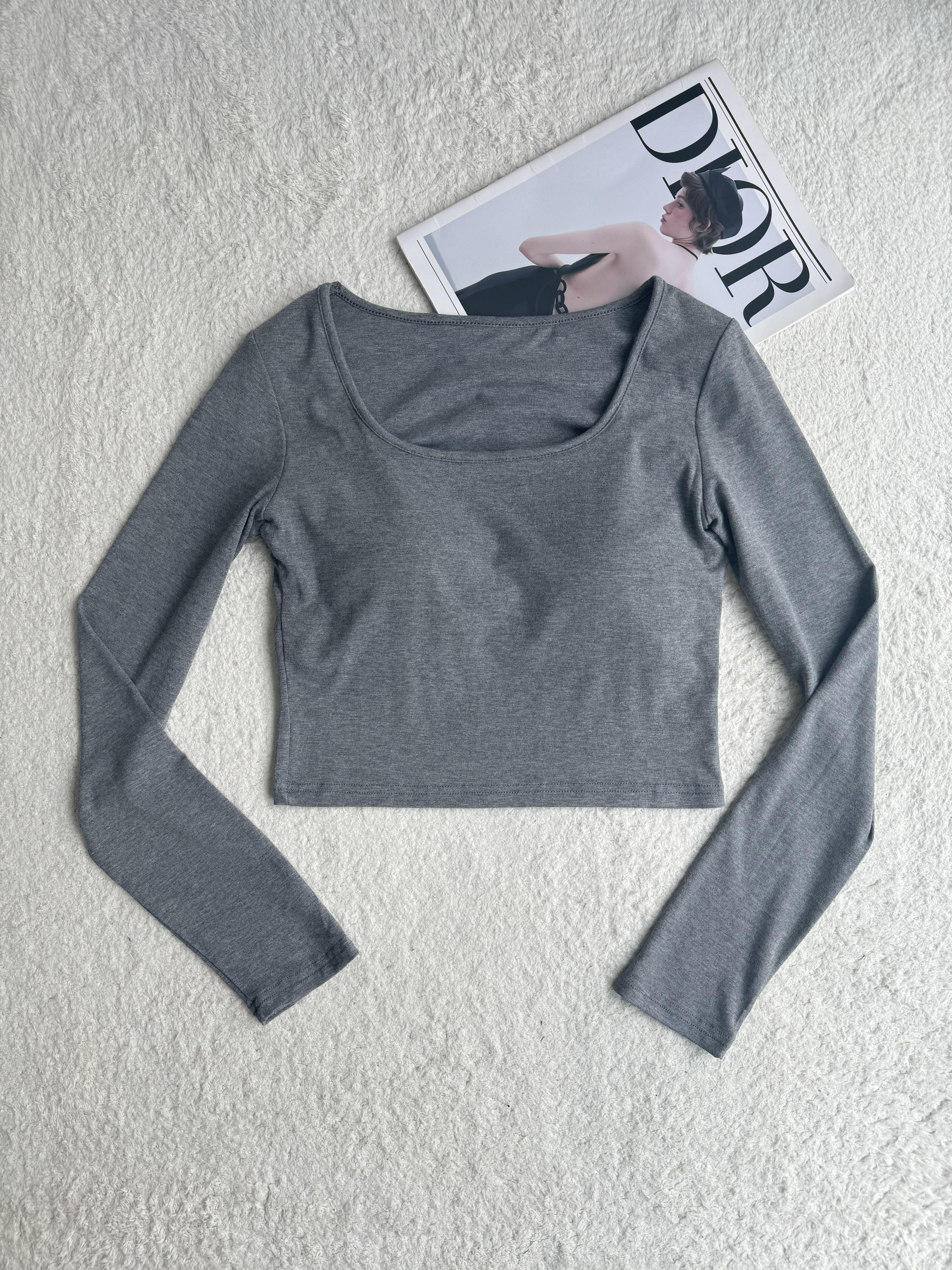 舒服厚棉胸垫百搭长袖CropTop -超推荐