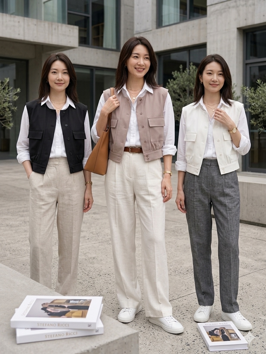 无袖过肩口袋Top