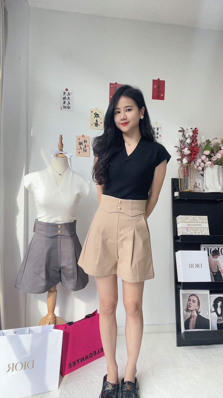 C. 2金扣高腰4分裤