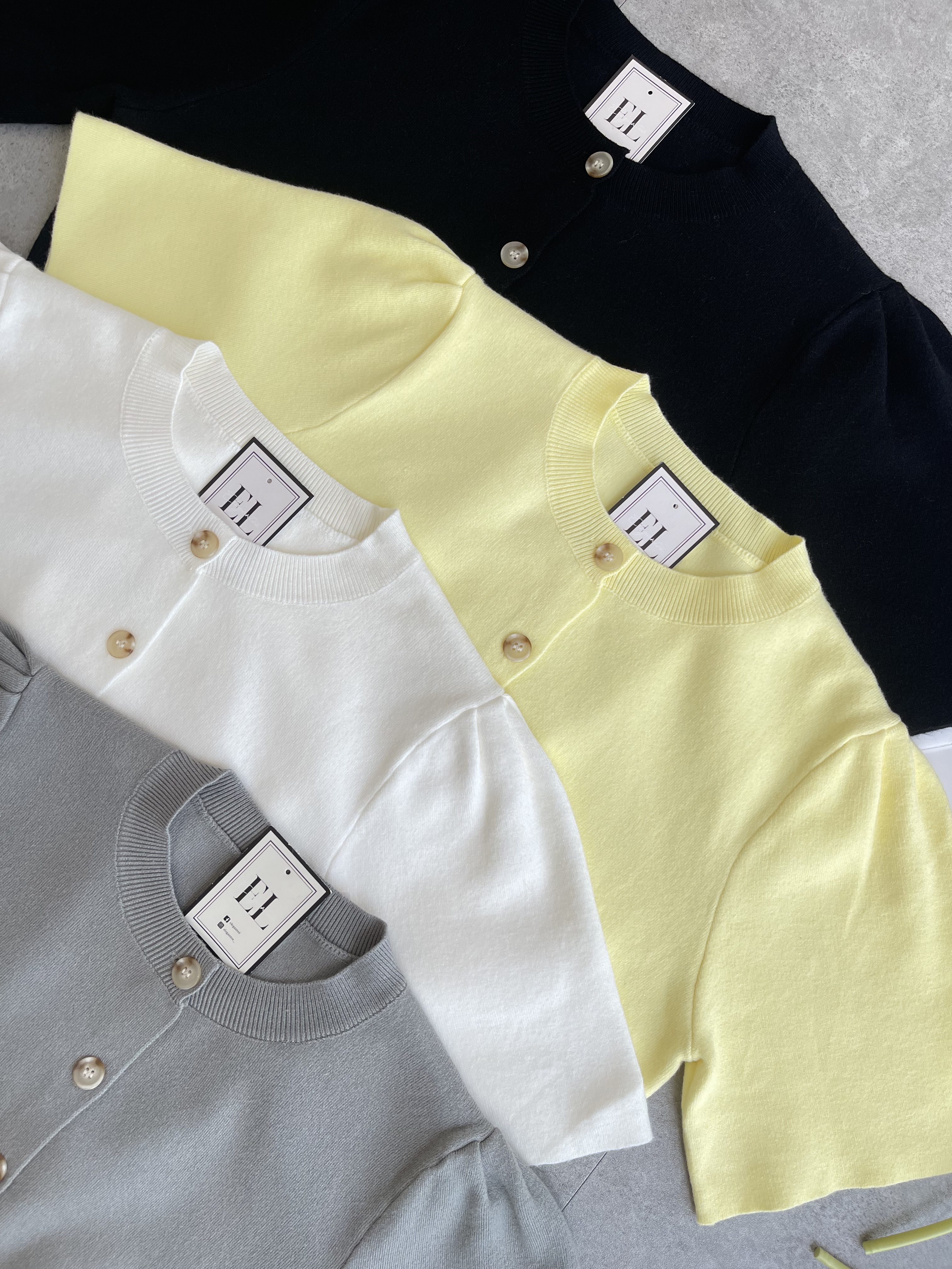 针织短袖琥珀纽外套