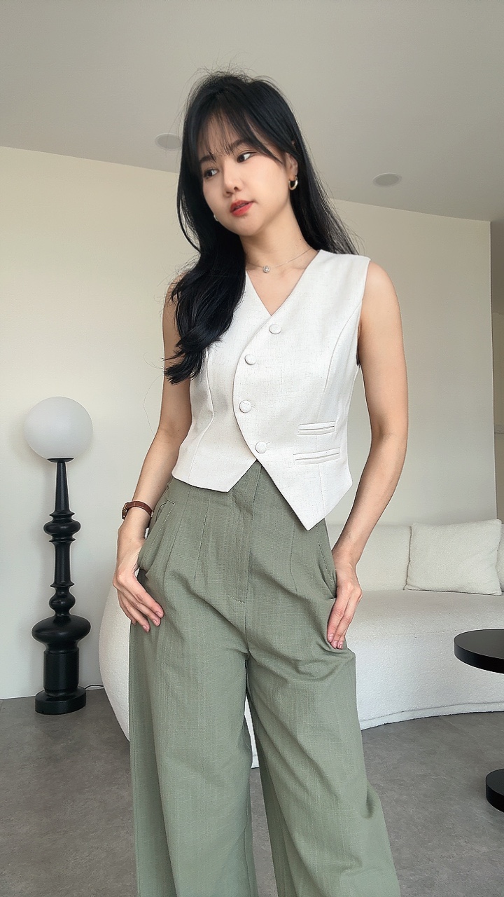 超美高级麻纹路歪扭设计马甲