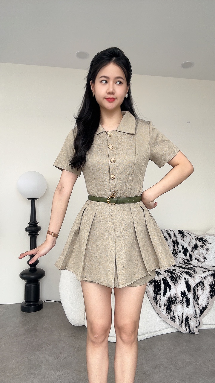 宫廷风短袖长Peplum短裤套装