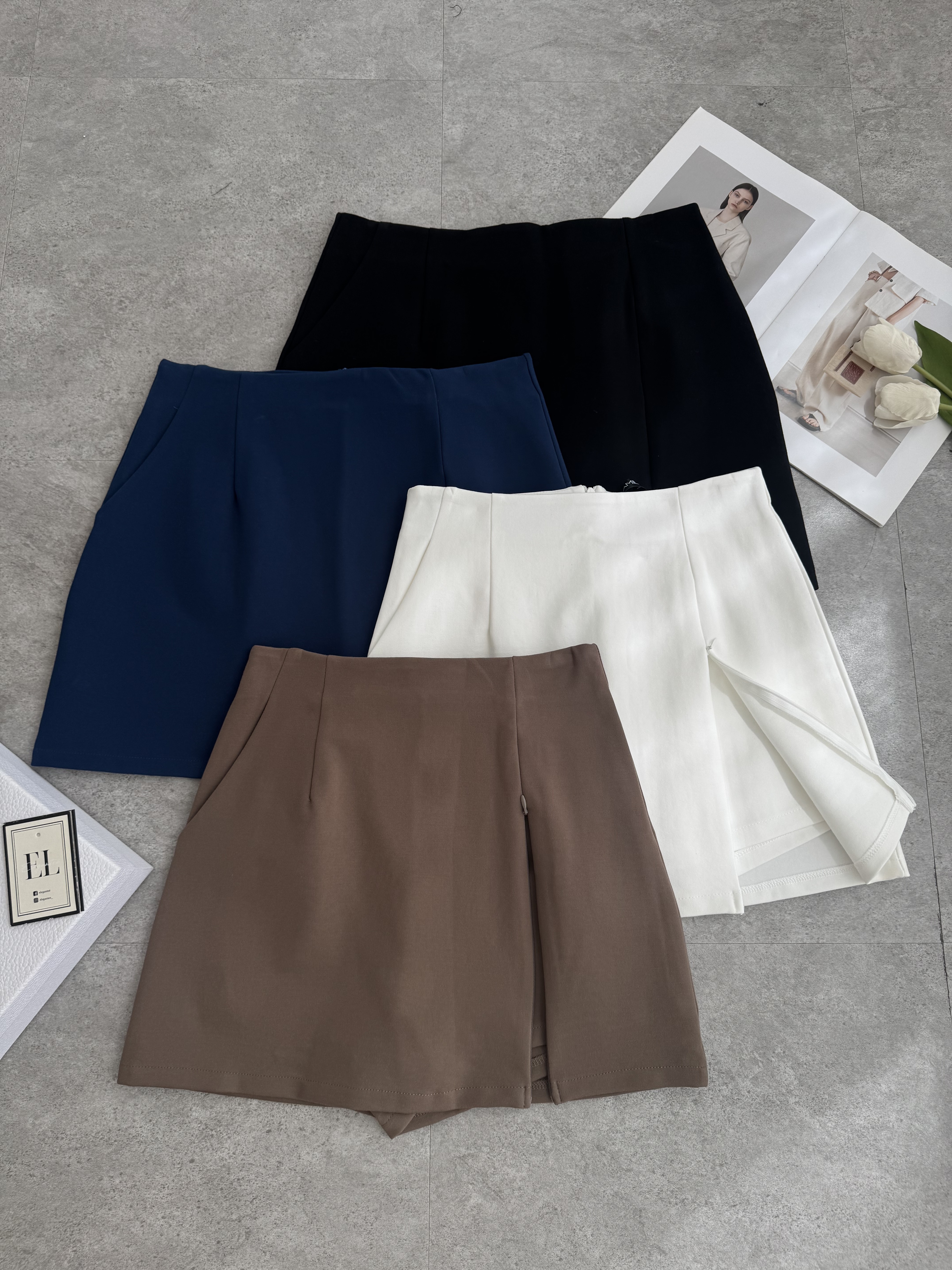 罗马简约拉链开叉短裙