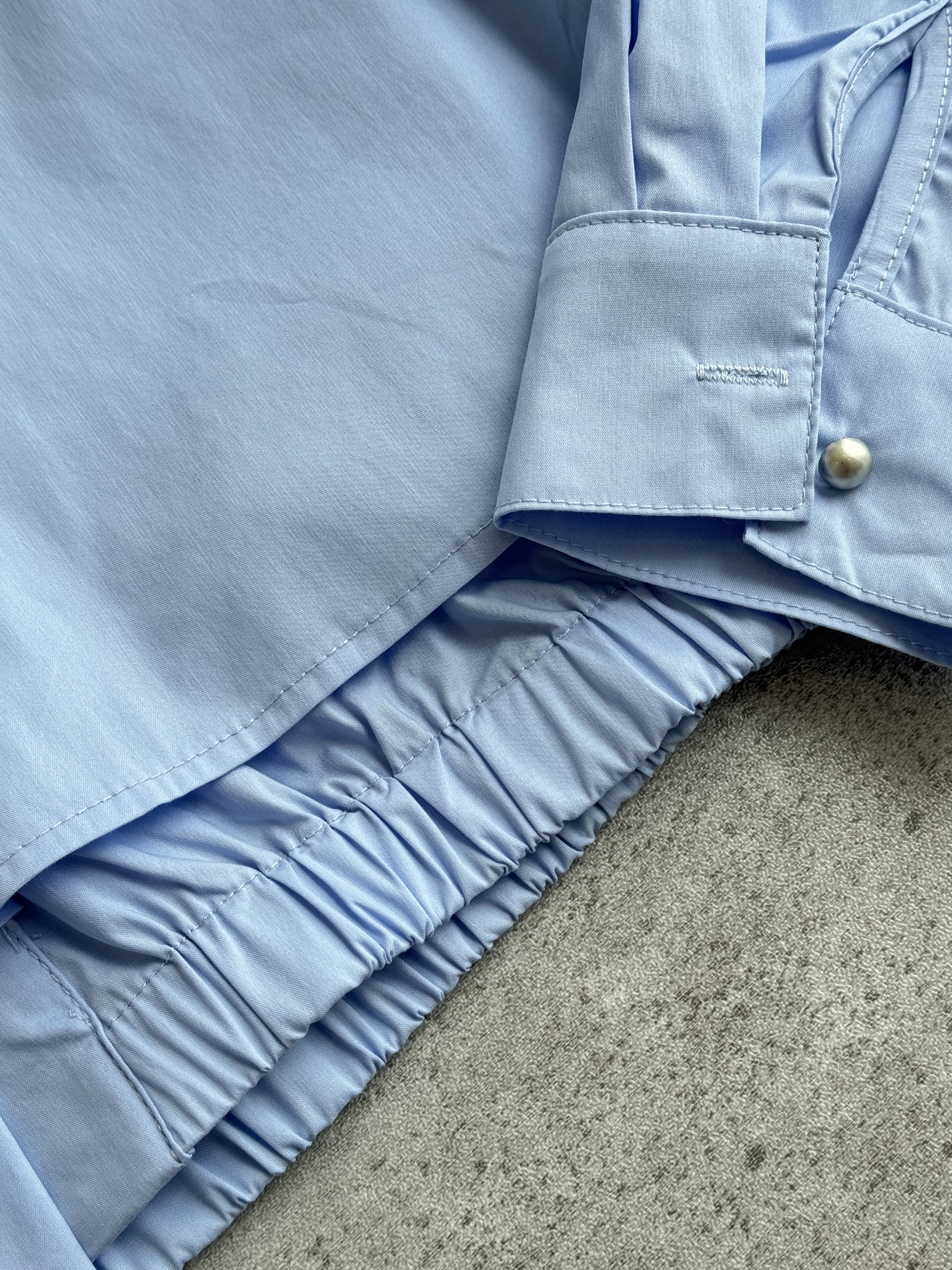 假两件内收腰蝴蝶结衬衫