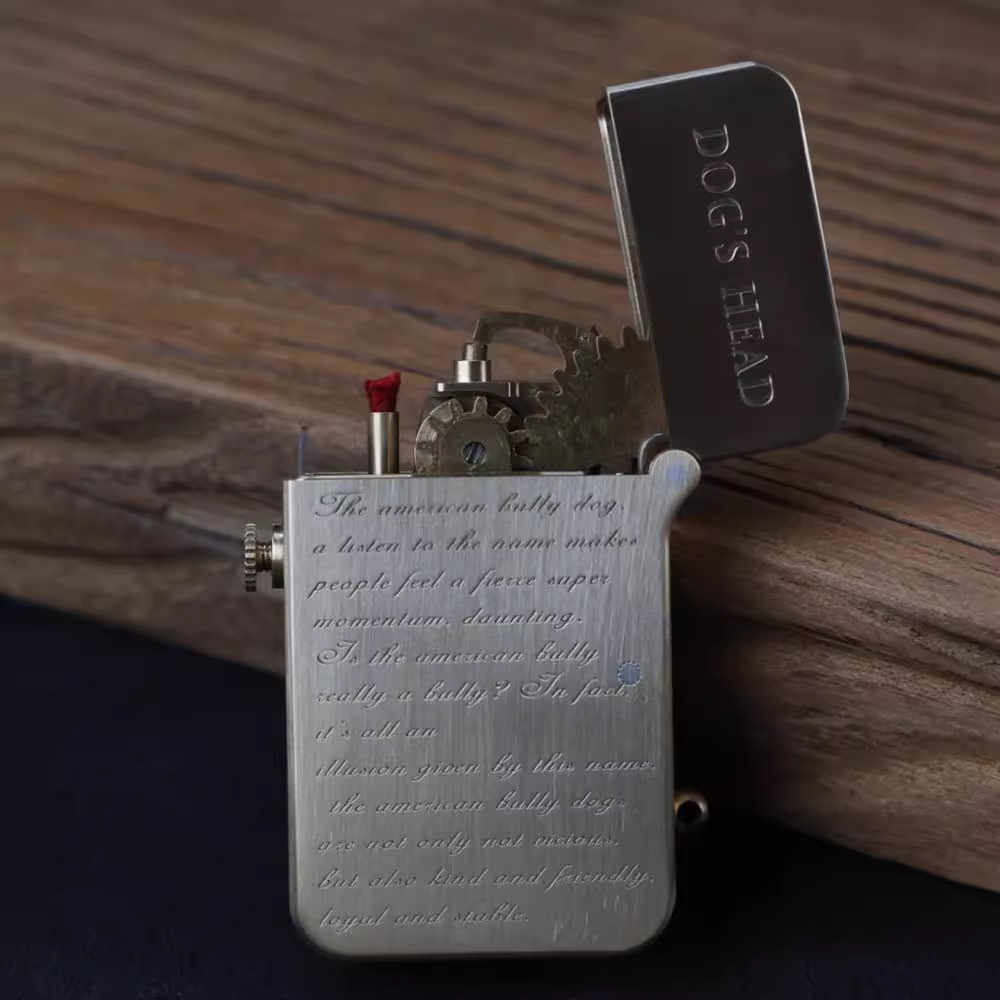 Semi-automatic ignition copper kerosene lighter new dog head machine nine-tailed fox