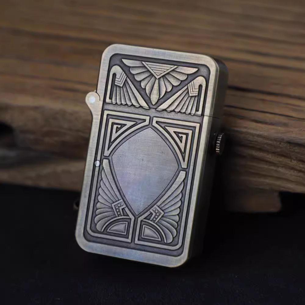 Semi-automatic ignition copper kerosene lighter new dog head machine nine-tailed fox