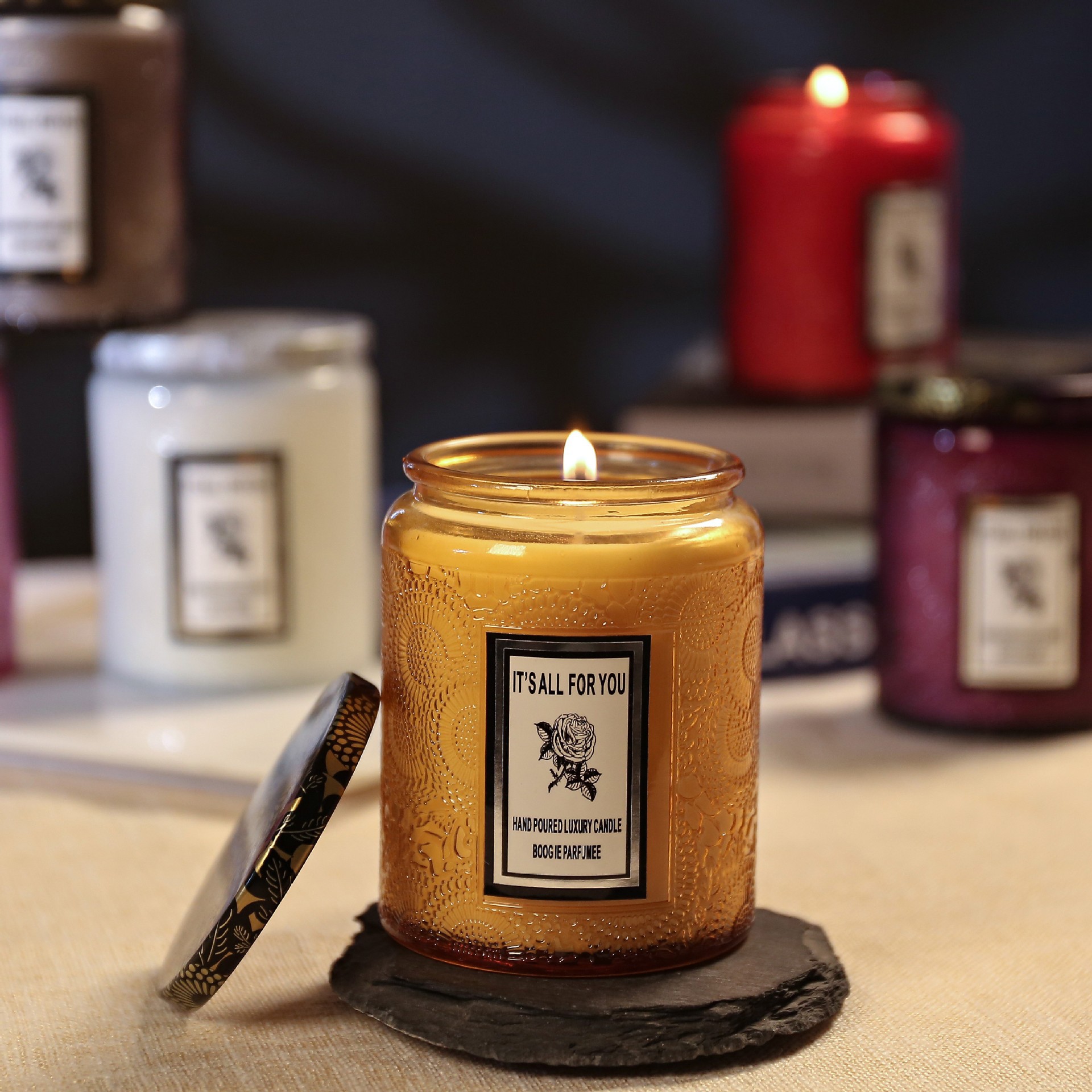 Embossed Bottle Glass Scented Candle