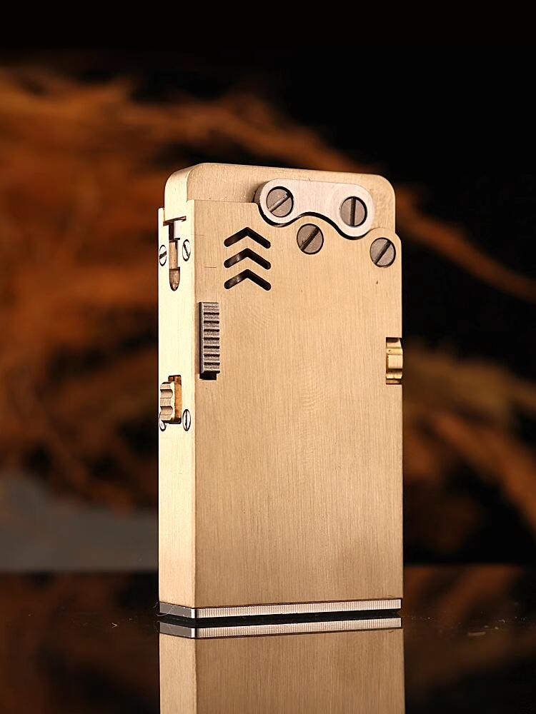 Brass  Titanium Metal Mechanical Fuel Gasoline Antique Pipe Arm Lighter 