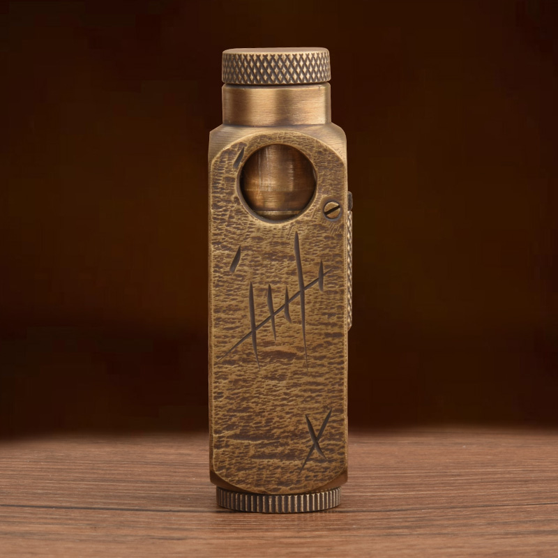 Kerosene Lighter Hand Carved Aged Harley