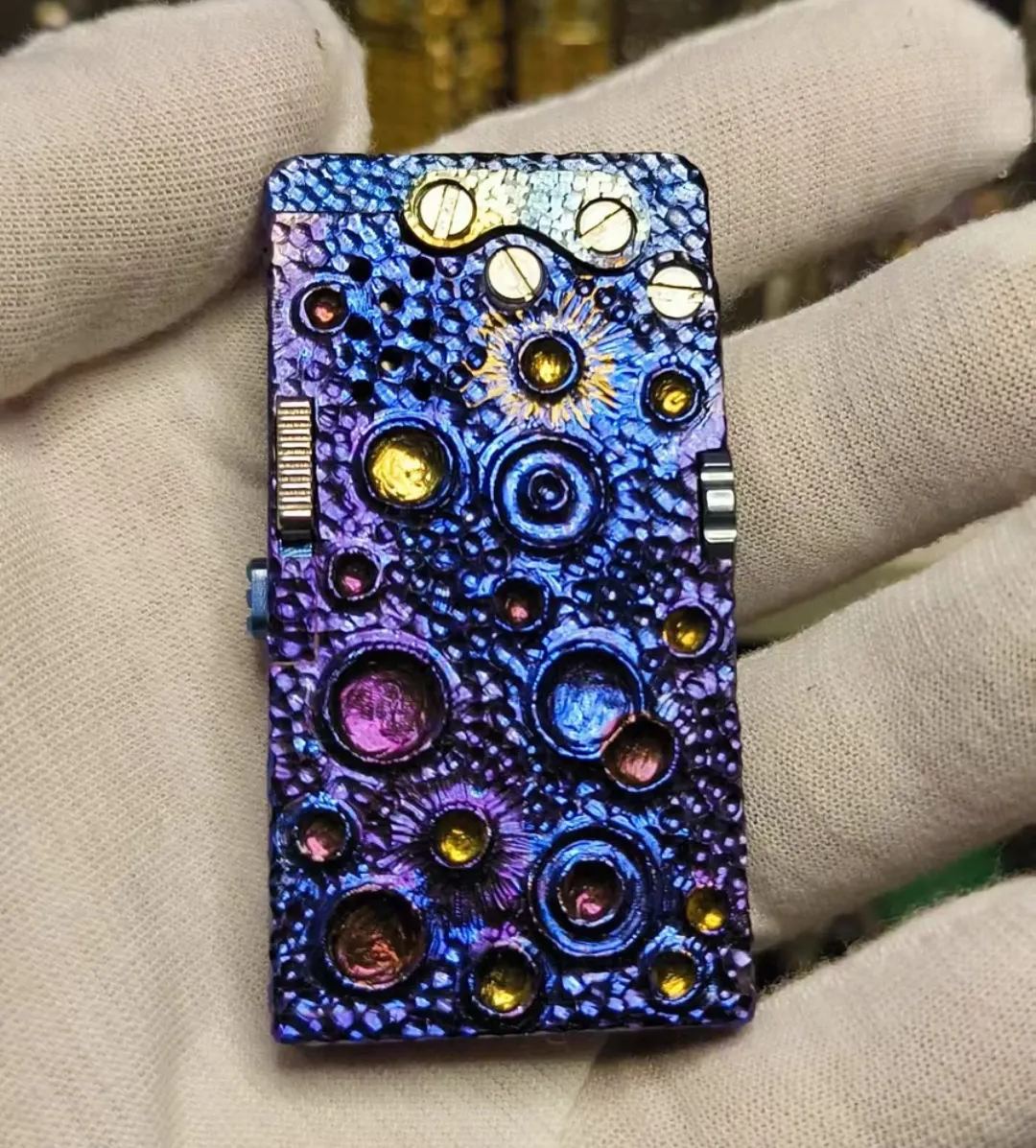 Handmade Titanium Metal Mechanical Fuel Gasoline Antique Pipe Arm Lighter 