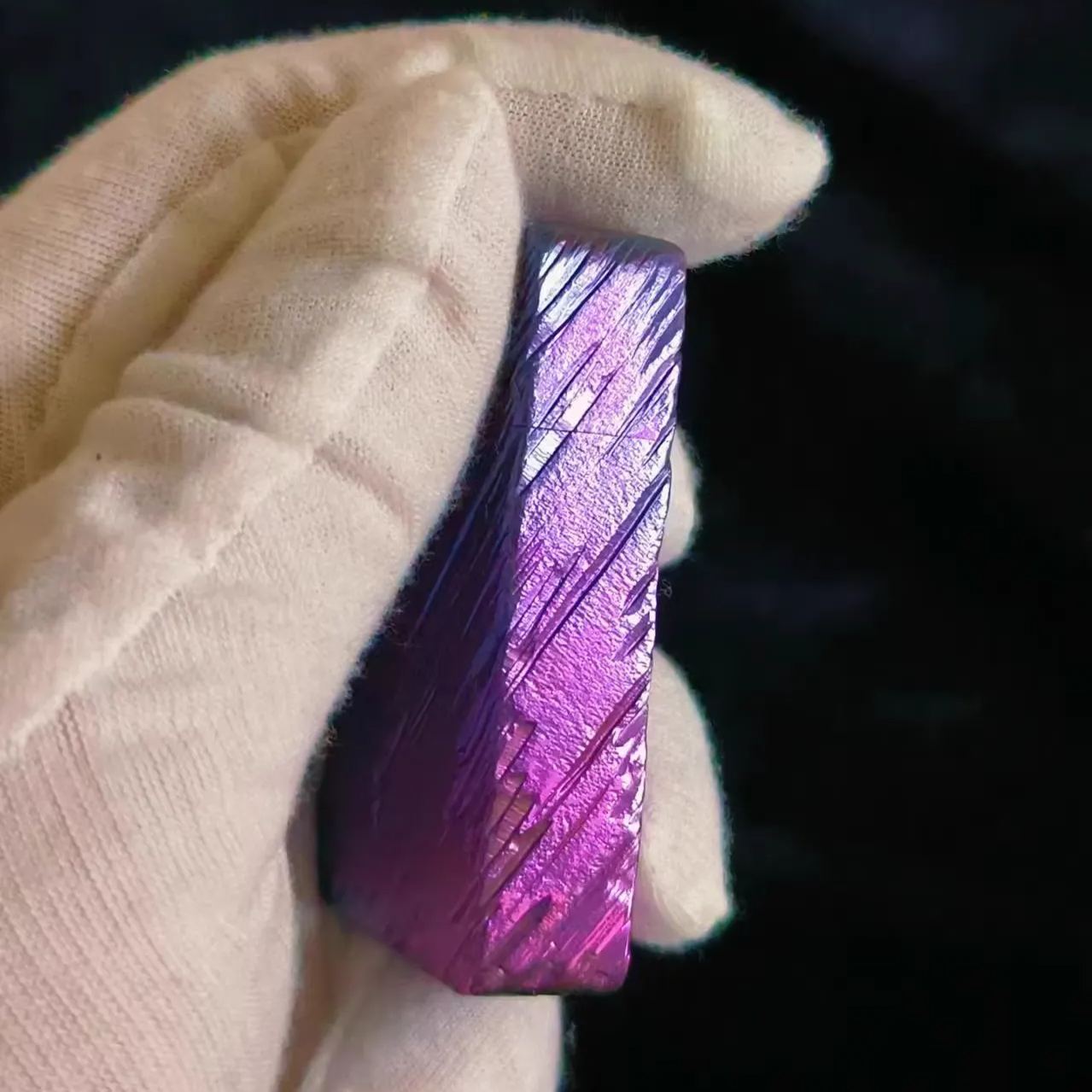 Titanium Kerosene Lighter Tiger Shark Anodized with Stone Engraving