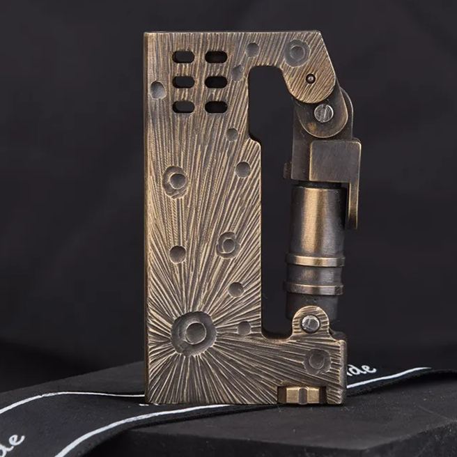 2024 Newest Brass One Button Push Mechanical Machete Lighter