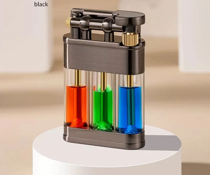 Three-color transparent fuel tank kerosene lighter