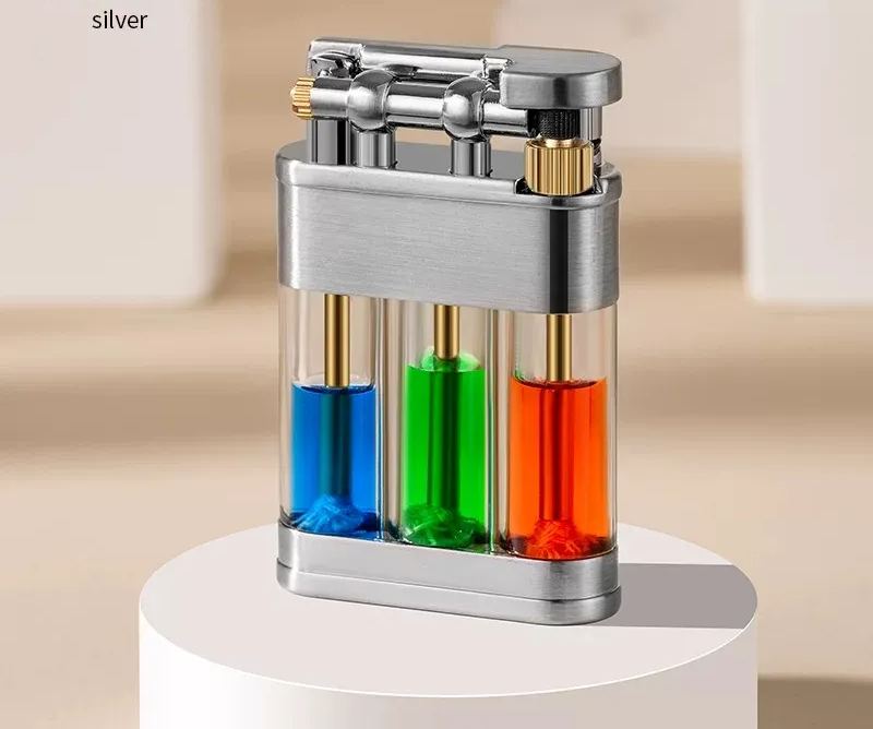 Three-color transparent fuel tank kerosene lighter