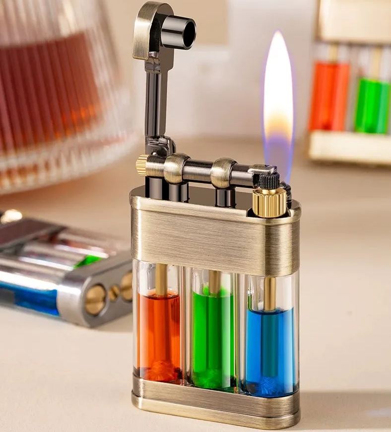 Three-color transparent fuel tank kerosene lighter