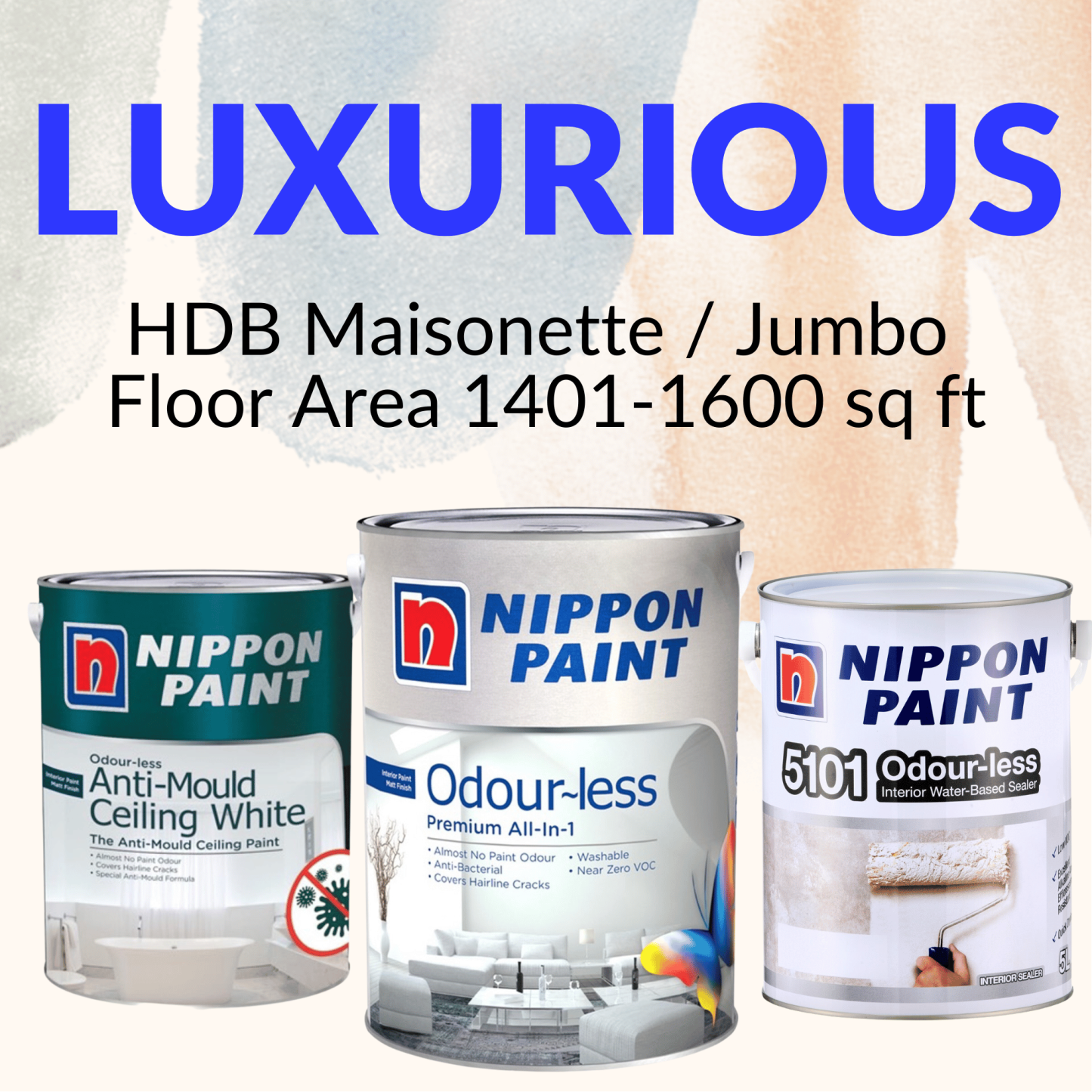 LUXURIOUS Paint Package (HDB Maisonette/ 1401-1600 sqft)-GoKimDiam Hardware Shop Shop online for all your hardware needs at GoKimDiam Hardware Shop (by Kak Heng Hardware)! From wide range of hardware tools, premium paint supplies to essential tools for home DIY projects. Enjoy free islandwide delivery with min. $120 online order to Orchard, Tuas, Jurong, Punggol, Bedok, Sengkang, Hougang, Bukit Timah, Bukit Panjang, Bukit Batok etc. Shop with us today! Or, visit our Hardware Shop in Sembawang!