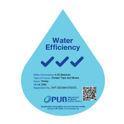 Showy 3566 Bathroom Shower Taps and Mixers Single Level Tap Bold-Edge Series Water Efficiency (4.9 litres/min)