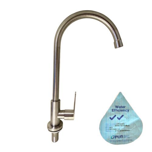 Rico 30405-13-C Cold Water Kitchen Sink Tap Durable Stainless Steel Water Saving 4.7 litres/min Brass Mixer Tap