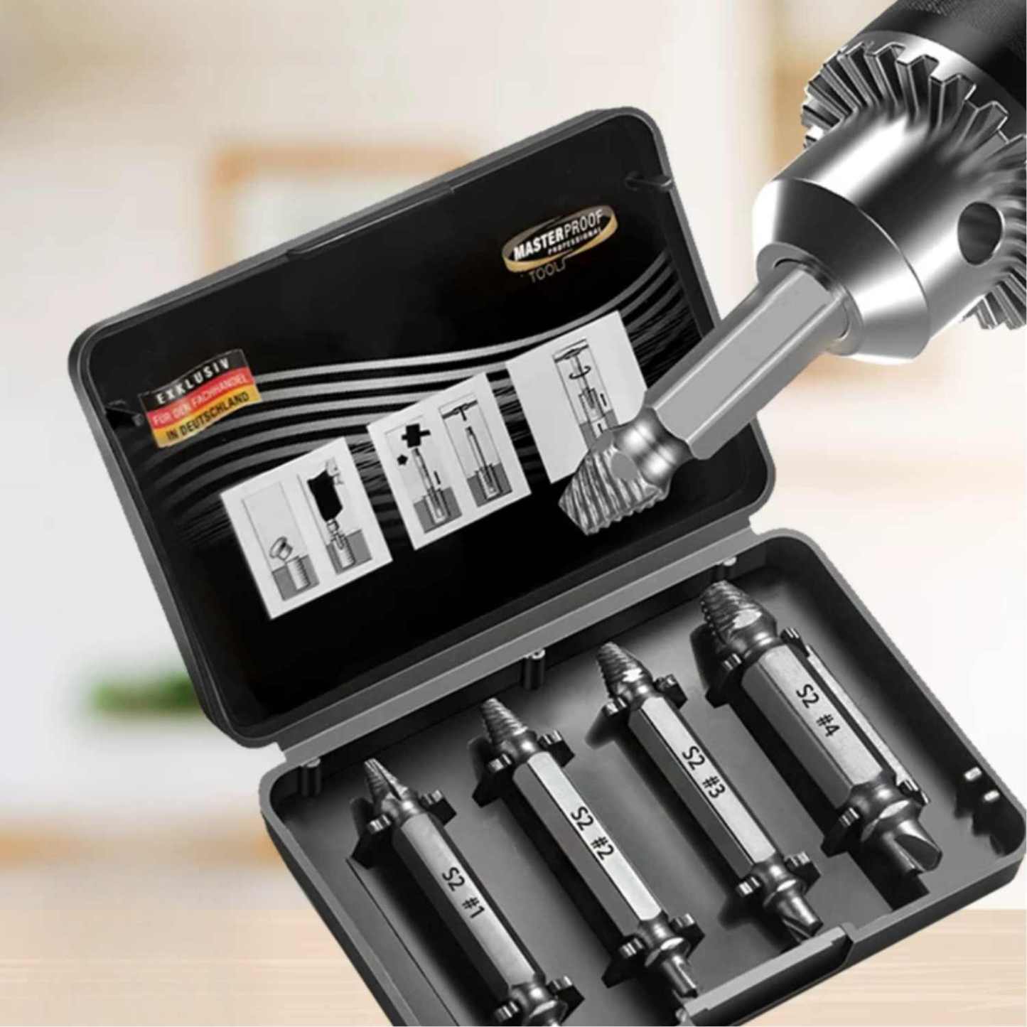 MASTERPROOF Pro-X Screw Extractor Set (4Pcs) German Brand-GoKimDiam Hardware Shop Shop online for all your hardware needs at GoKimDiam Hardware Shop (by Kak Heng Hardware)! From wide range of hardware tools, premium paint supplies to essential tools for home DIY projects. Enjoy free islandwide delivery with min. $120 online order to Orchard, Tuas, Jurong, Punggol, Bedok, Sengkang, Hougang, Bukit Timah, Bukit Panjang, Bukit Batok etc. Shop with us today! Or, visit our Hardware Shop in Sembawang!
