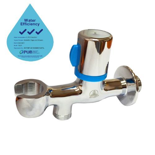 Showy 1937-210 Linear Bib Tap C/W Shower Bidet Holder with 1944 Handle Stainless Steel