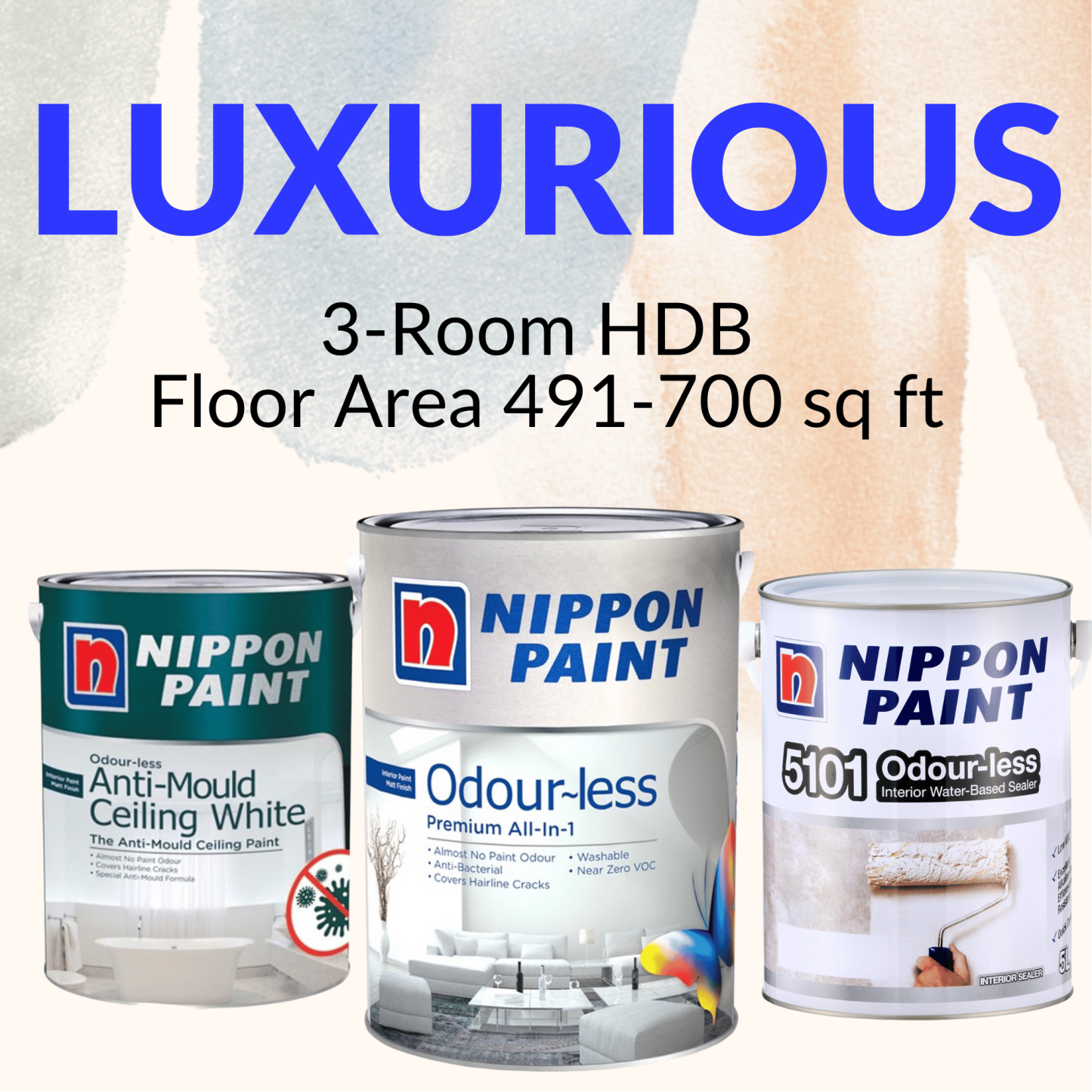 LUXURIOUS Paint Package (3-Room HDB/ 491-700 sqft)-GoKimDiam Hardware Shop Shop online for all your hardware needs at GoKimDiam Hardware Shop (by Kak Heng Hardware)! From wide range of hardware tools, premium paint supplies to essential tools for home DIY projects. Enjoy free islandwide delivery with min. $120 online order to Orchard, Tuas, Jurong, Punggol, Bedok, Sengkang, Hougang, Bukit Timah, Bukit Panjang, Bukit Batok etc. Shop with us today! Or, visit our Hardware Shop in Sembawang!