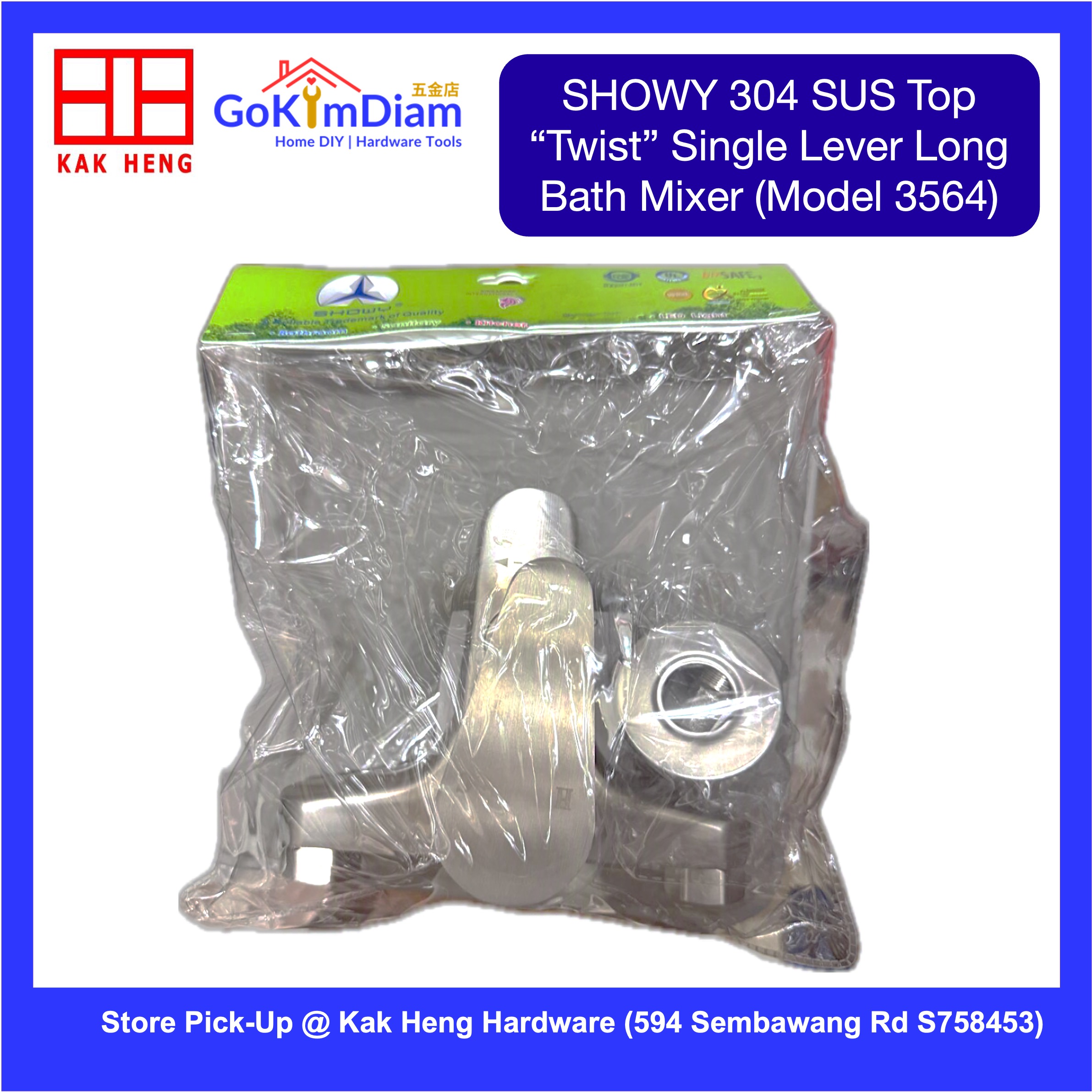 Showy 3564 Hot & Cold Shower Mixer Tap in 304 SUS