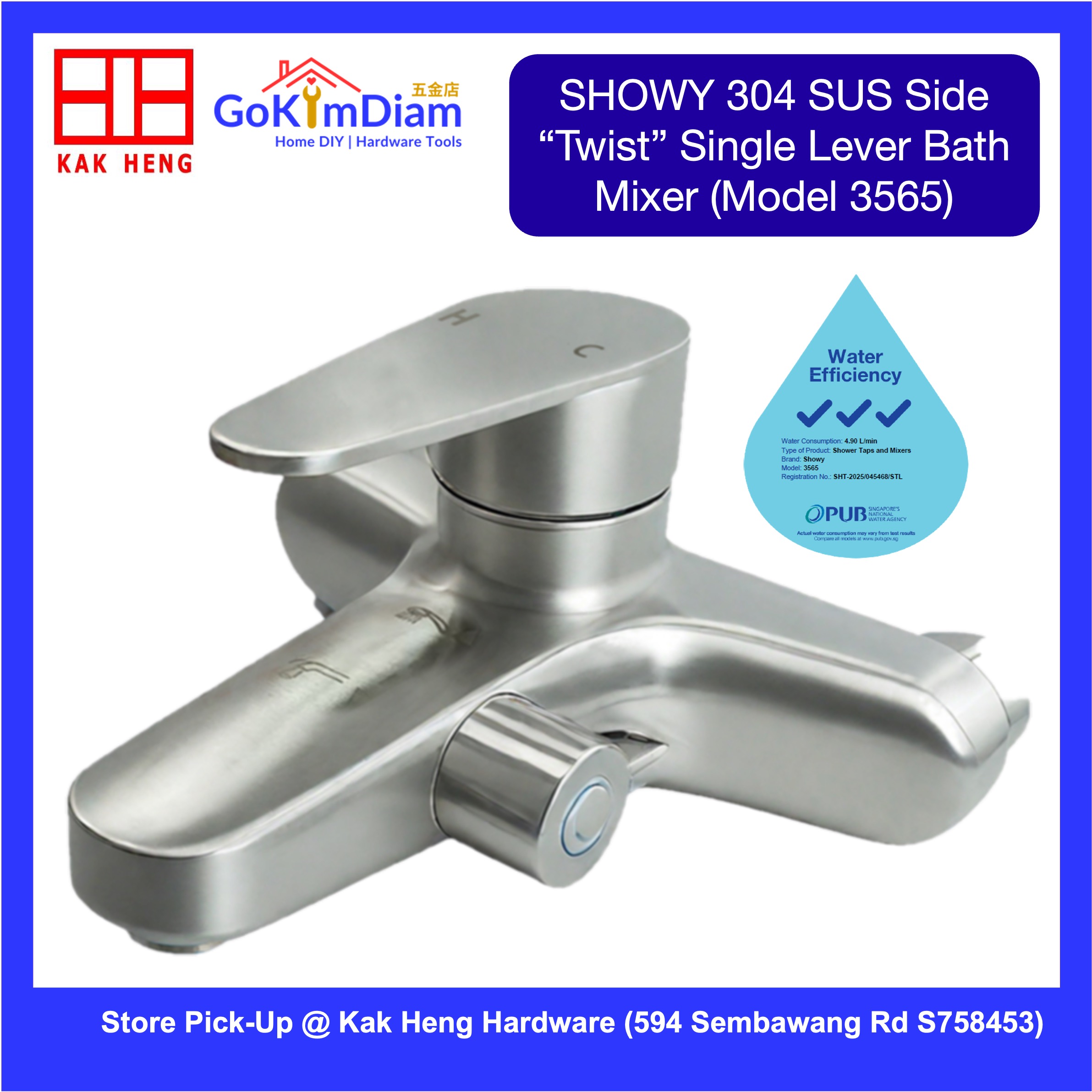 Showy 3565 Shower Mixer Tap in 304 Stainless Steel 