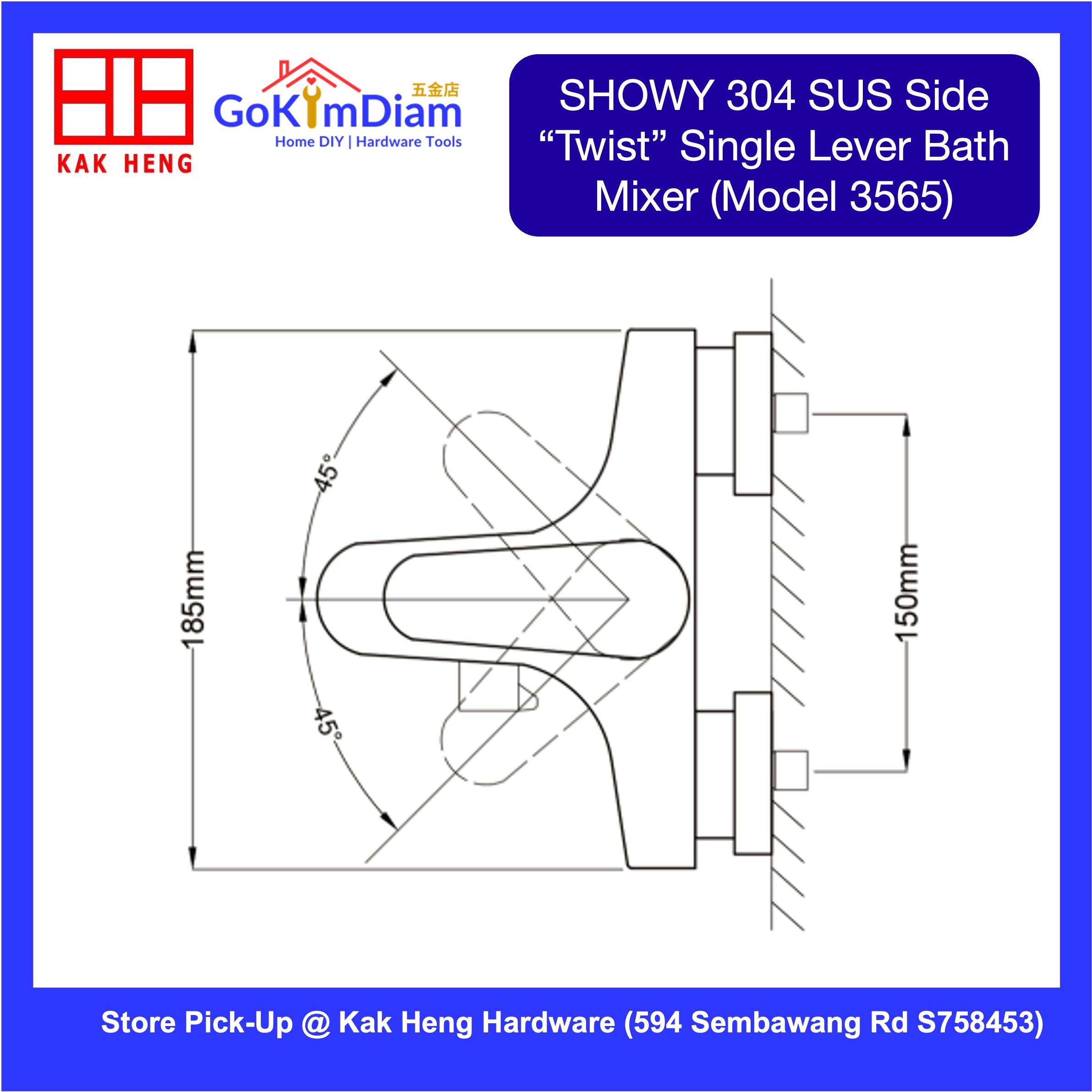 Showy 3565 Shower Mixer Tap in 304 Stainless Steel 