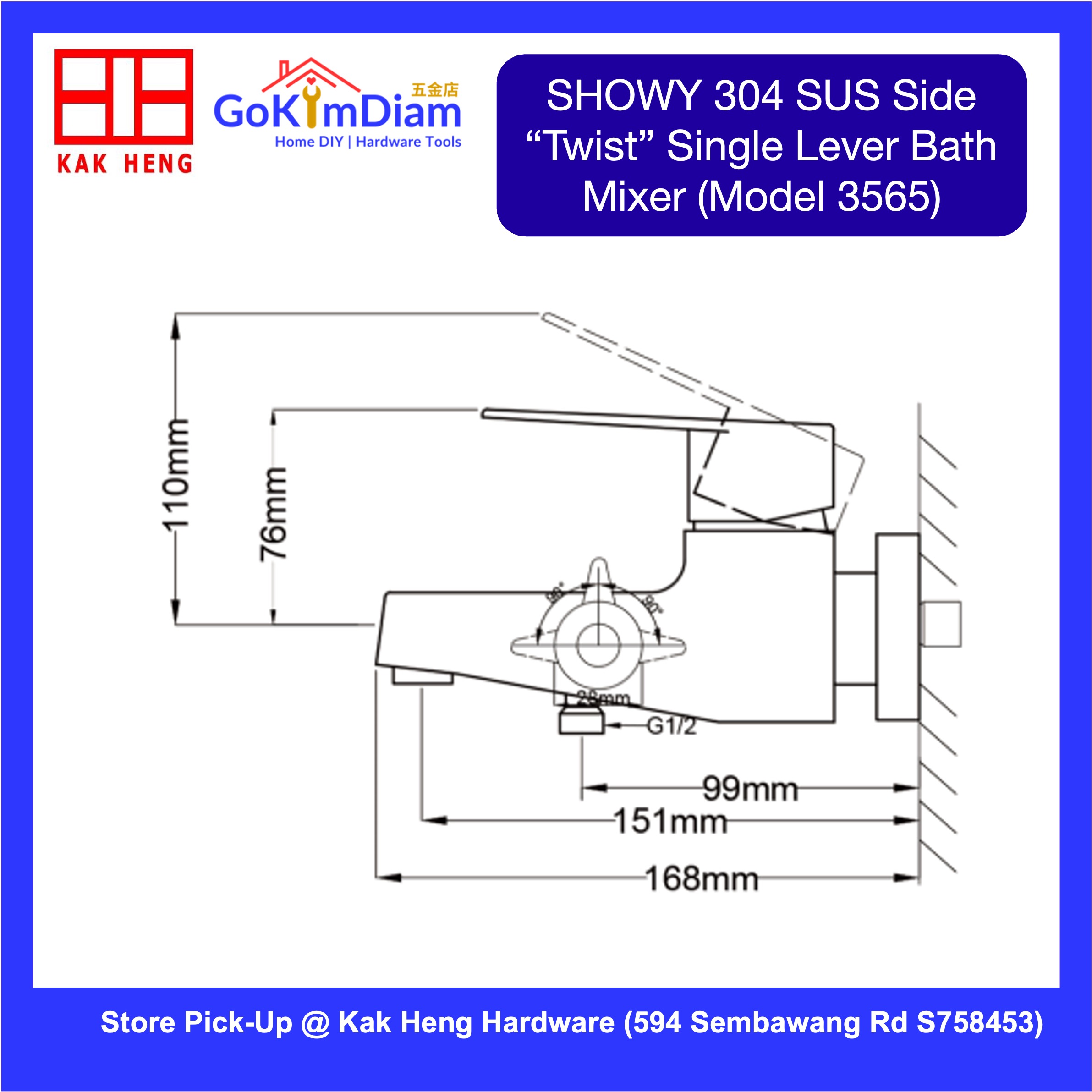 Showy 3565 Shower Mixer Tap in 304 Stainless Steel 