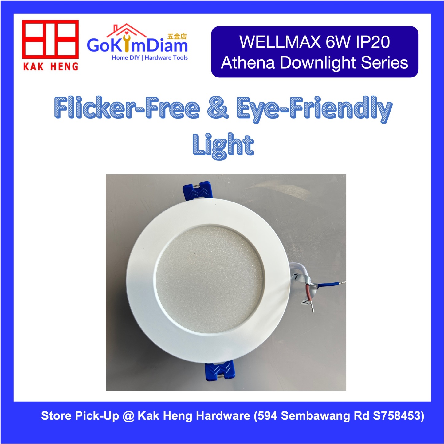 WELLMAX Athena 6W IP20 Recessed LED Downlight - 3 CCT Color Tones 100lm/W Indoor Ceiling Light