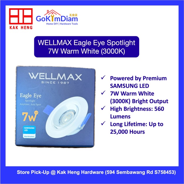 WELLMAX Eagle Eye 7W LED Recessed Spotlight 3000K Warm White/ 6500K Daylight