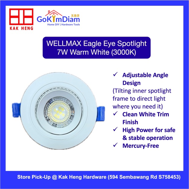 WELLMAX Eagle Eye 7W LED Recessed Spotlight 3000K Warm White/ 6500K Daylight