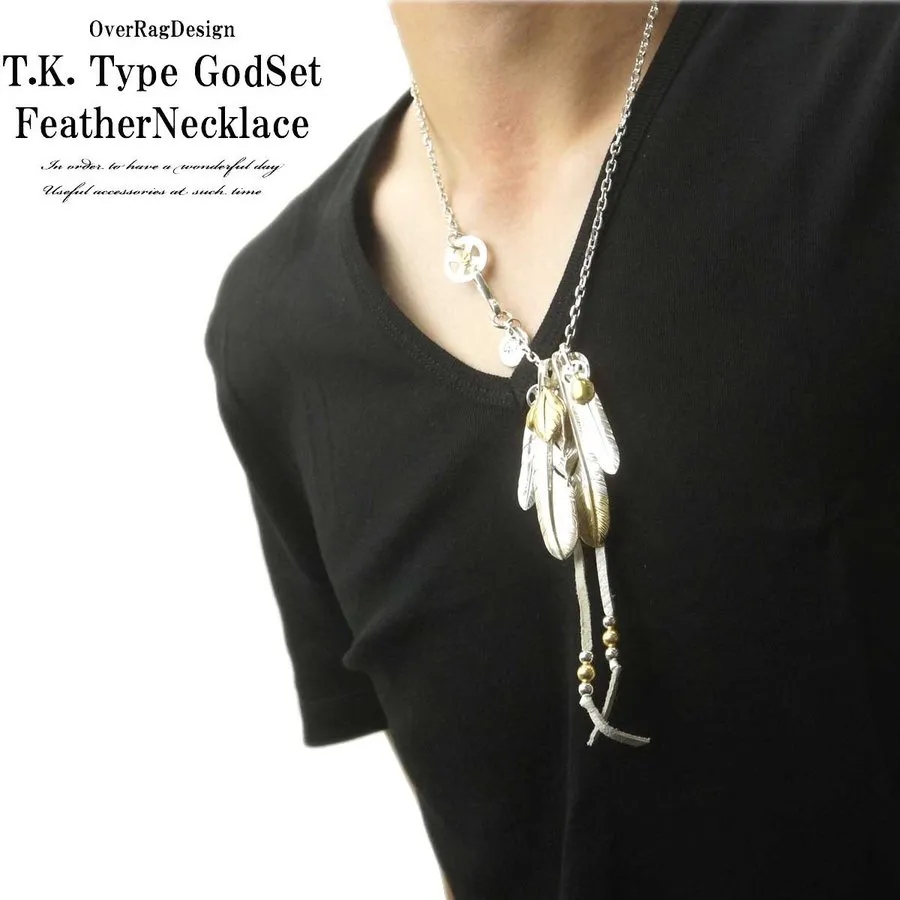 【国内発送/直営店】再再入荷！メンズ ネックレス ペンダント ゴローズタイプ 復刻 レプリカ 木村拓哉神さんセットモチーフシルバーフェザーネックレス 特大先金フェザー