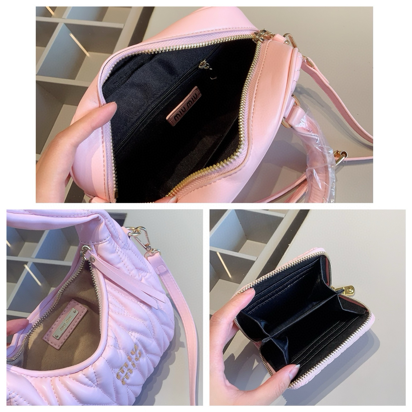 MIUMIU 「ミュウミュ ウのボウリングバッグ、ショルダーバッグ、財布」3点セット