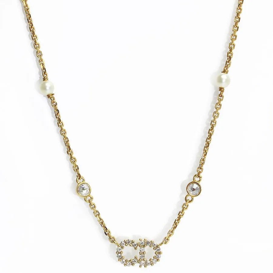 【国内発送/直営店】Christian Dior クレール ディー リュヌ ネックレス パール ラインストーン ゴールド N1033CDLCY 二段階調節 箱付