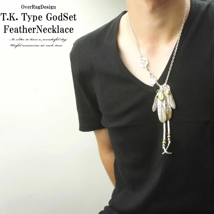 【国内発送/直営店】再再入荷！メンズ ネックレス ペンダント ゴローズタイプ 復刻 レプリカ 木村拓哉神さんセットモチーフシルバーフェザーネックレス 特大先金フェザー