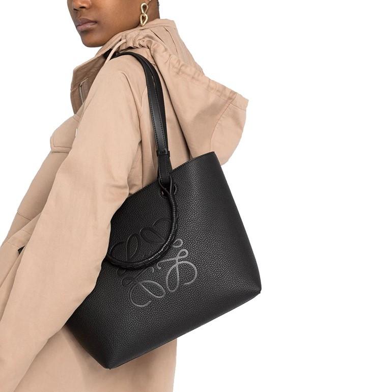 LOEWE ロエベ アナグラム トートバッグ スモール グレインカーフ ダブルハンドル 肩掛けトート ブラック