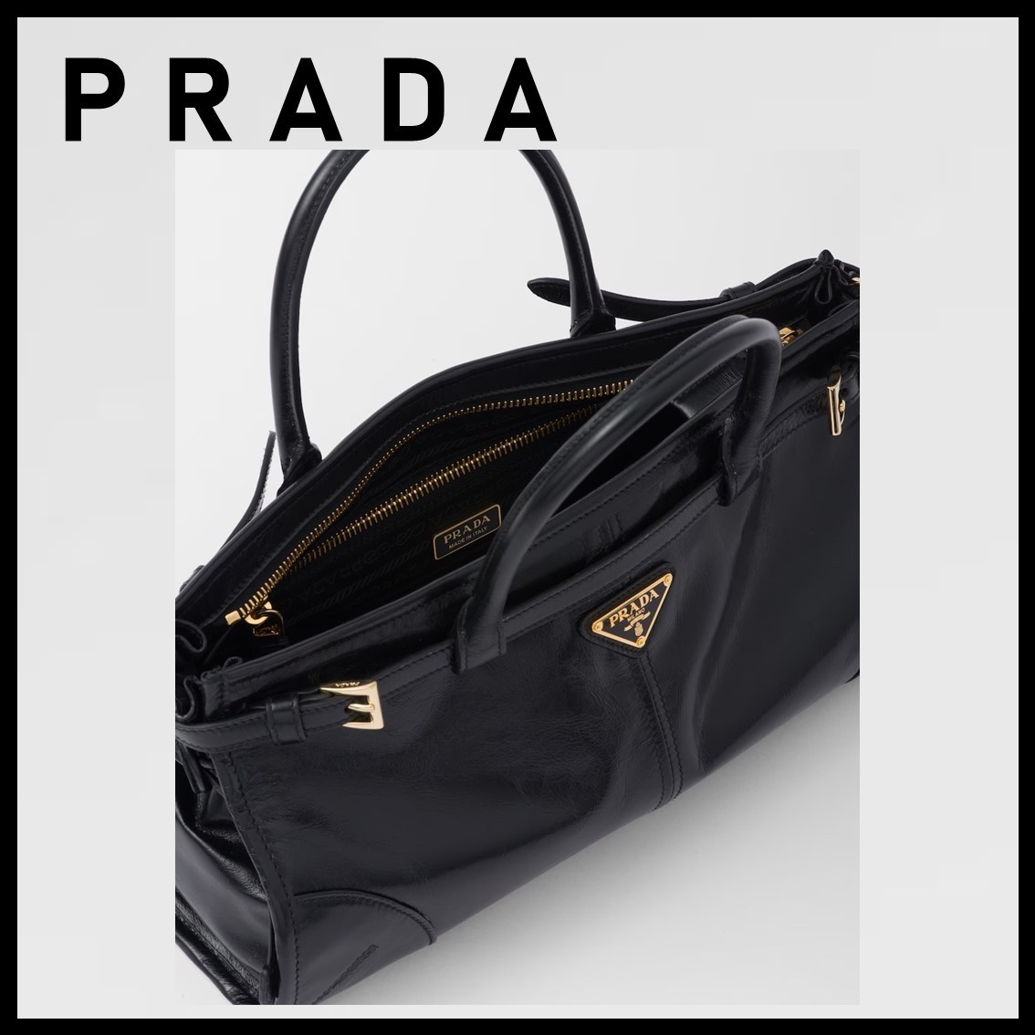 【PRADA】 ミディアム レザー ハンドバッグ