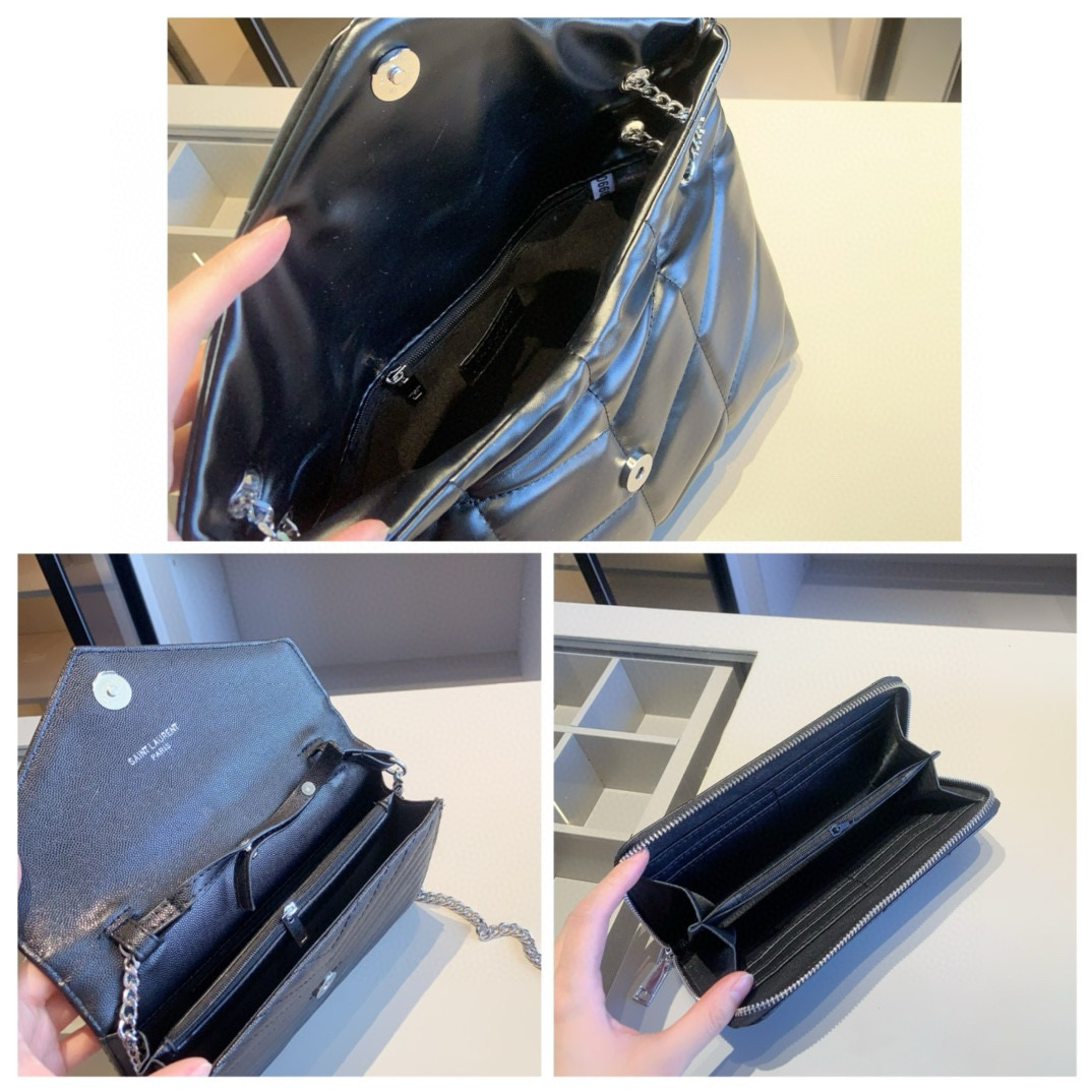 YSL イヴサンローラン ギフトセット 3点 セット　ショルダーバッグ＋財布＋マフラー ブラック