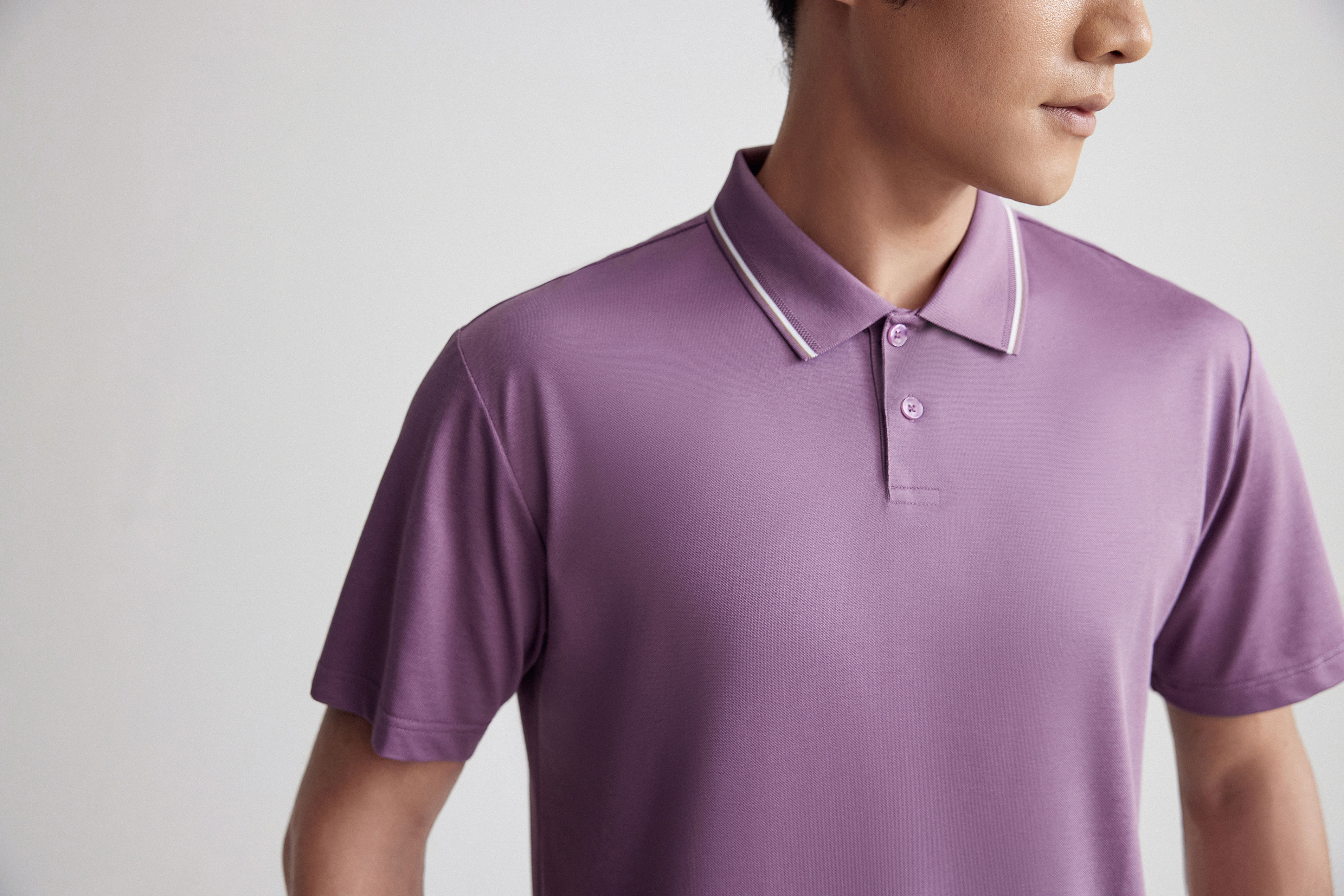 Goldlion Trim Fit Short-Sleeved Mercerized Cotton Polo (Purple)