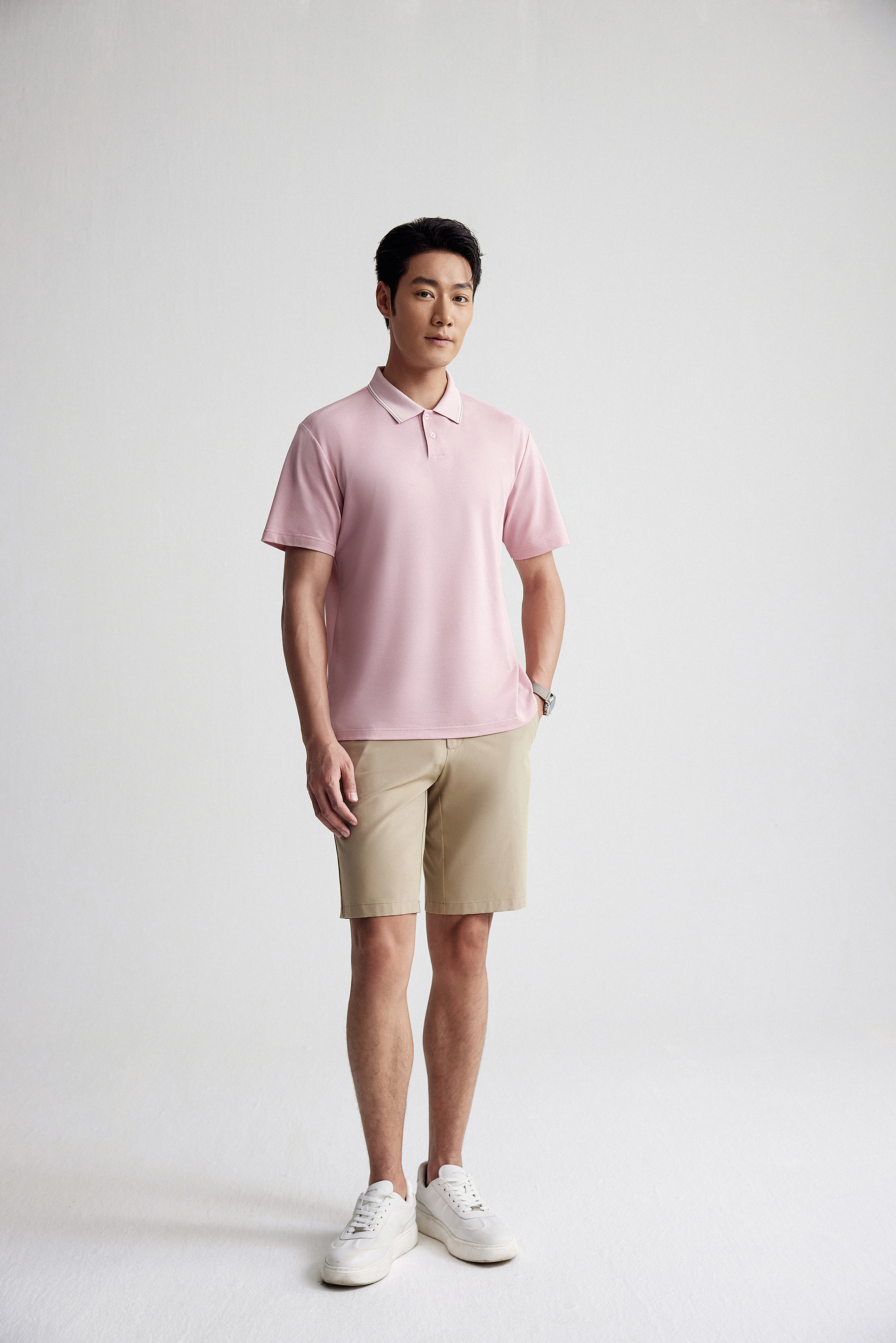 Goldlion Trim Fit Short-Sleeved Mercerized Cotton Polo (Pink)