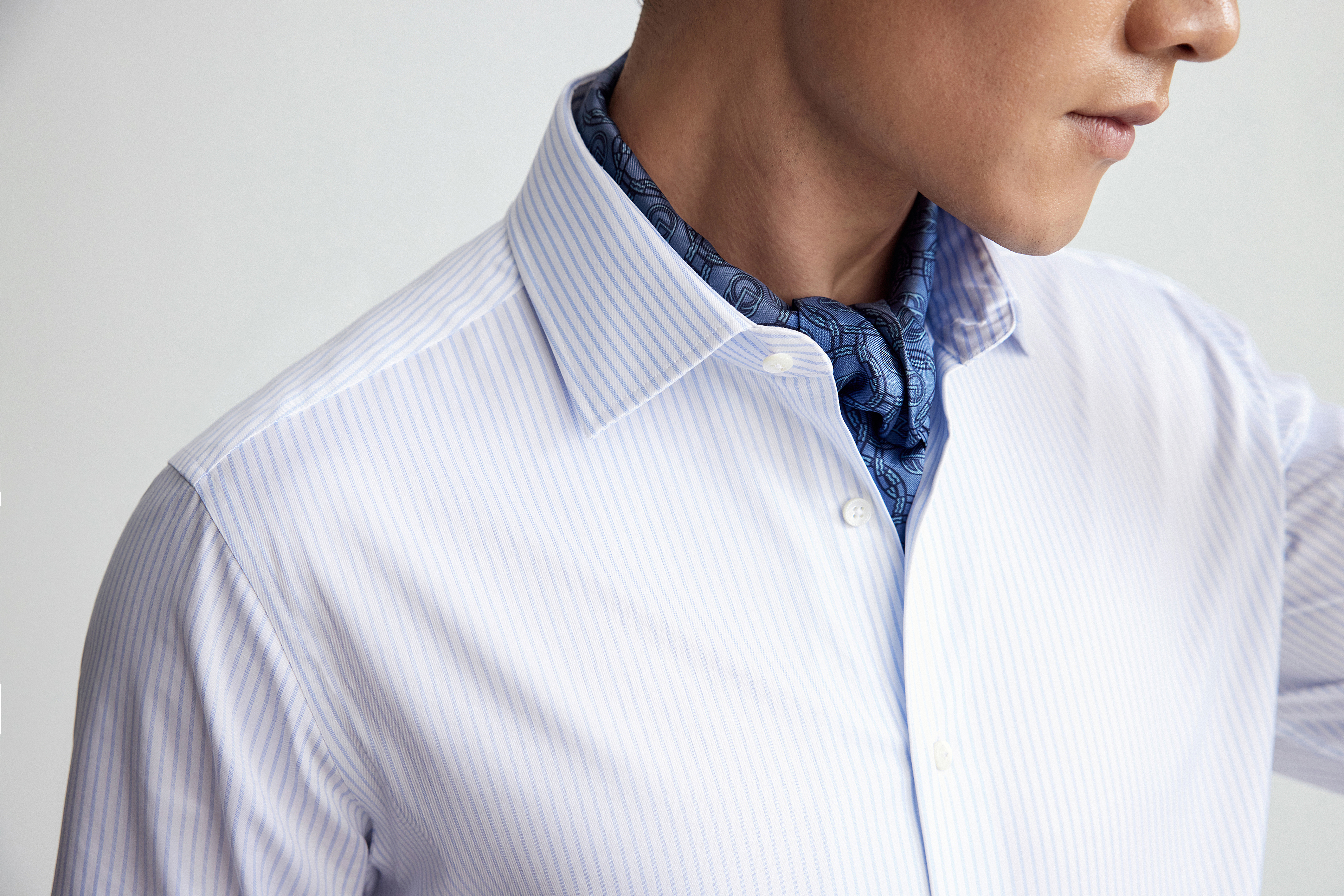 Goldlion Curated Italian Fabric Shirt (Blue Strip)