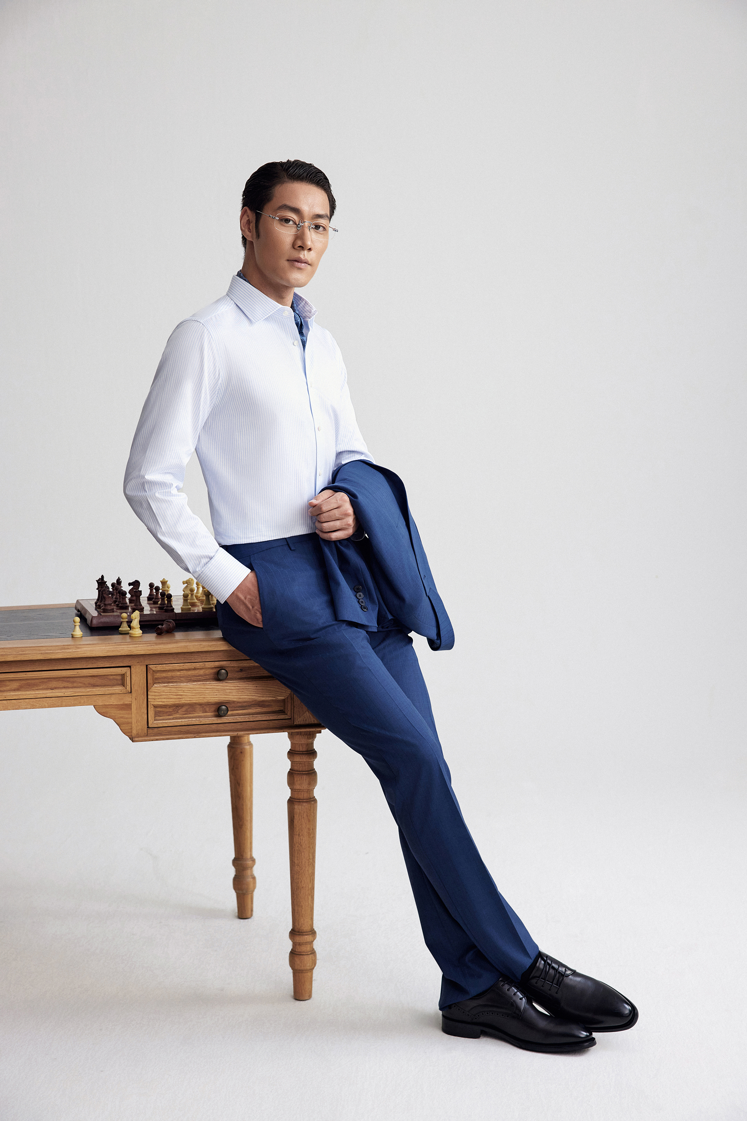 Goldlion Curated Italian Fabric Shirt (Blue Strip)