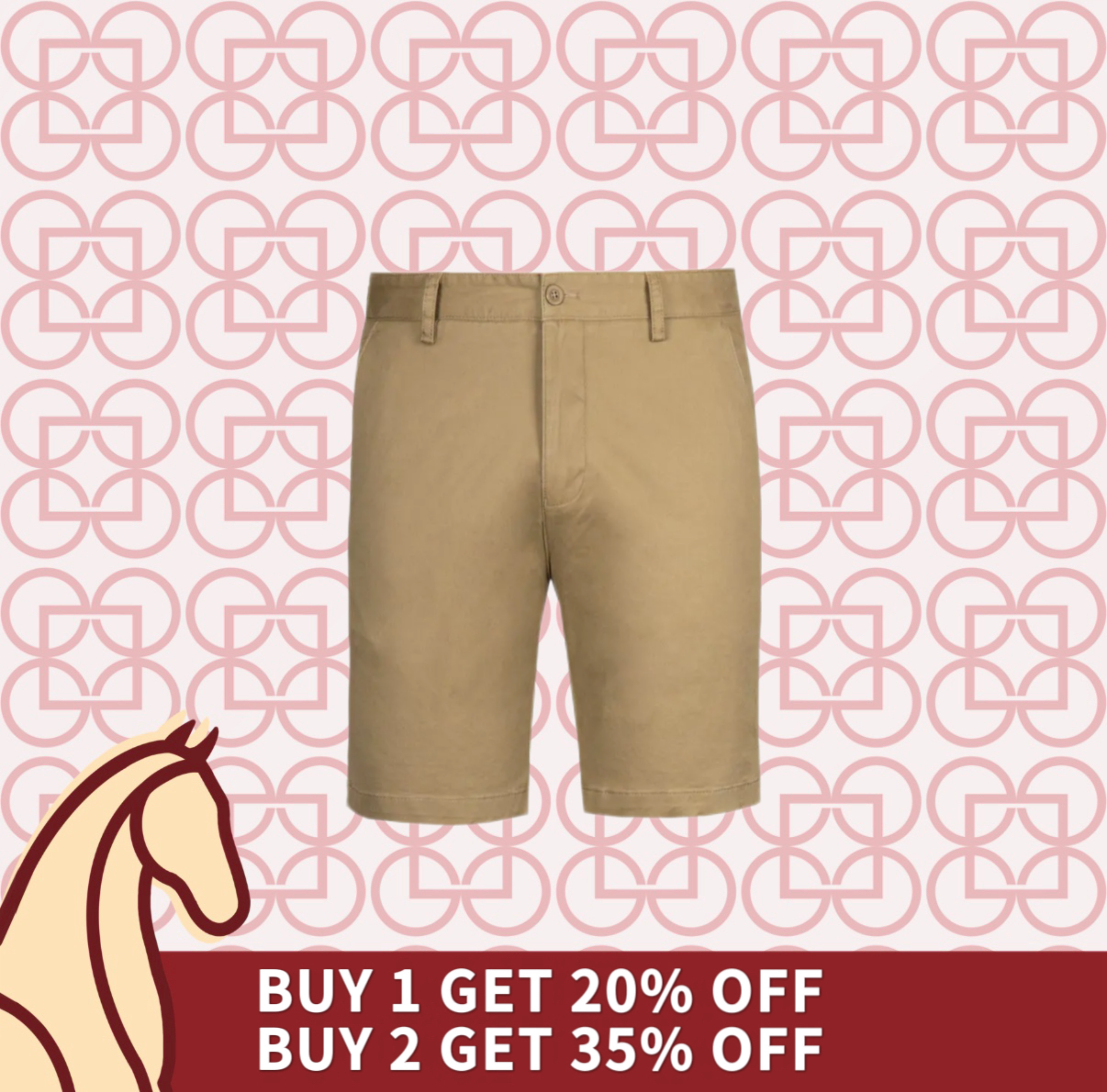 Goldlion Cotton Spandex Trim Fit Bermuda Shorts (Brown)