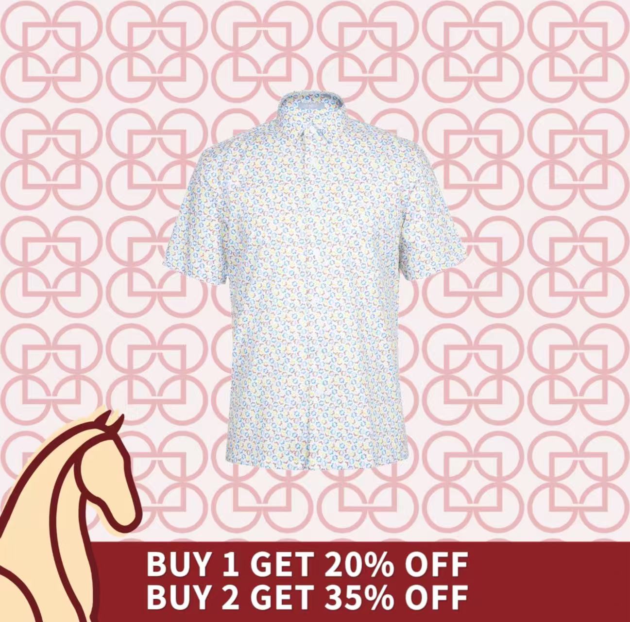 Goldlion Casual Regular Fit Cotton Blend Short-Sleeved Shirt (White/Yellow)