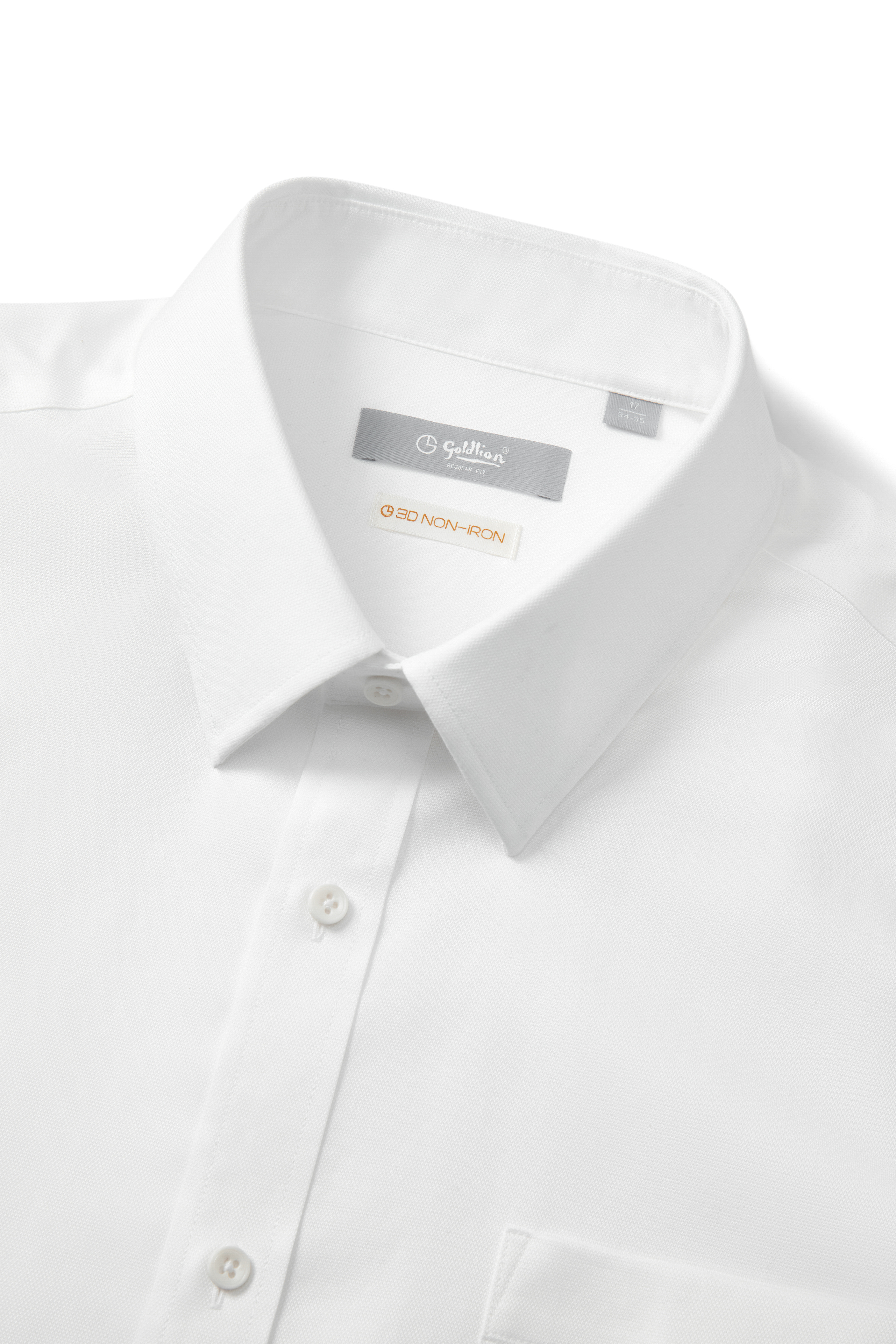 Goldlion Business Regular Fit 3D Wrinkle Free Long-Sleeved Shirt (White)